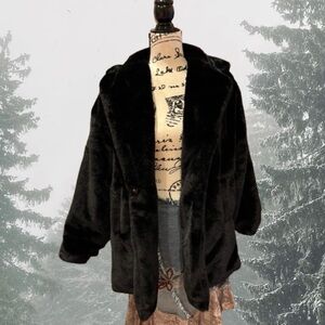 Black Fuzzy Jacket - Princess Polly